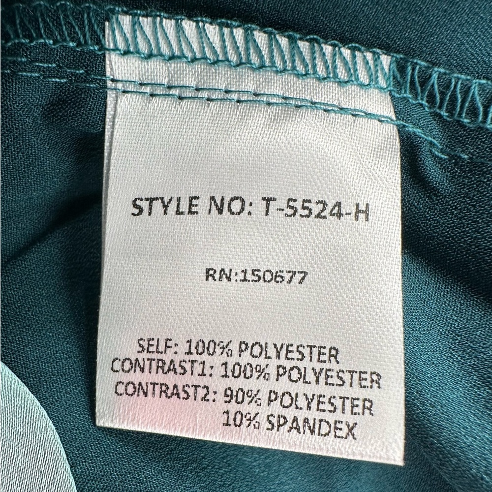 Strut & Bolt Women’s M Jade and Dark Teal Faux Wrap BodySuit Blouse NWT Long Slv - Picture 10 of 14
